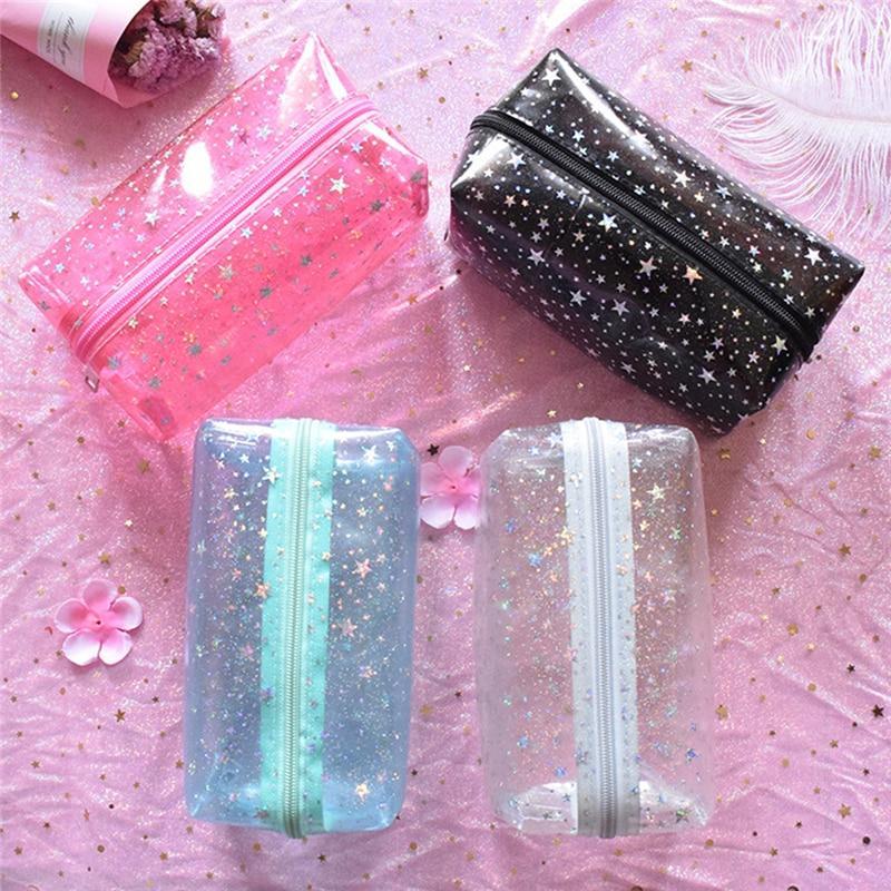 trousse de soin bord transparent paillettes étoile