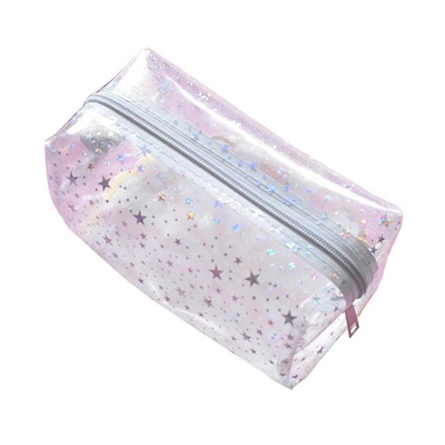 trousse de toilette transparente paillette étoile