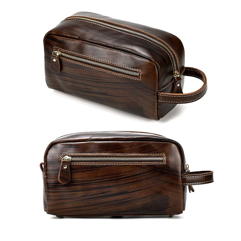 Trousse de toilette homme en cuir véritable