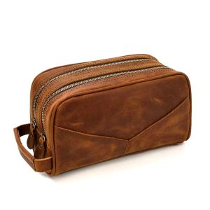 Trousse de toilette en Cuir Marron