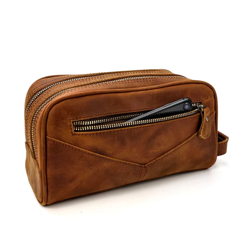 Trousse de toilette en cuir pour voyage