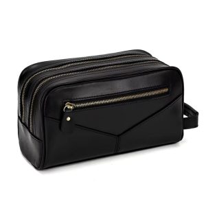 trousse de toilette en cuir noir