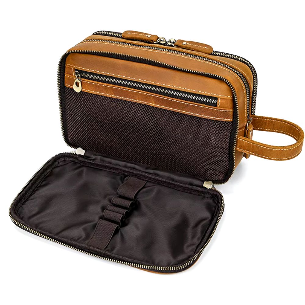 Trousse de toilette raffinée en cuir