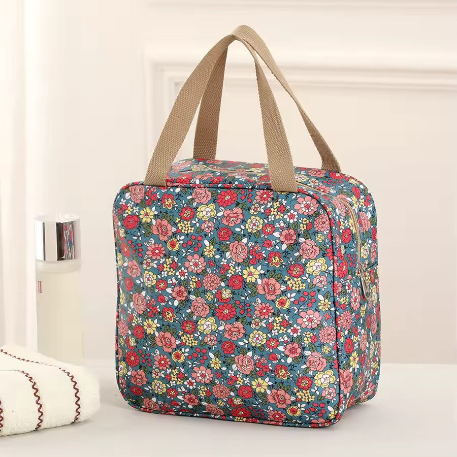 Trousse de toilette fleurie en tissu Oxford