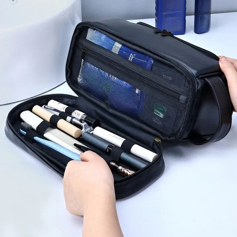 détails finitions Trousse de Toilette Homme Cuir à Suspendre
