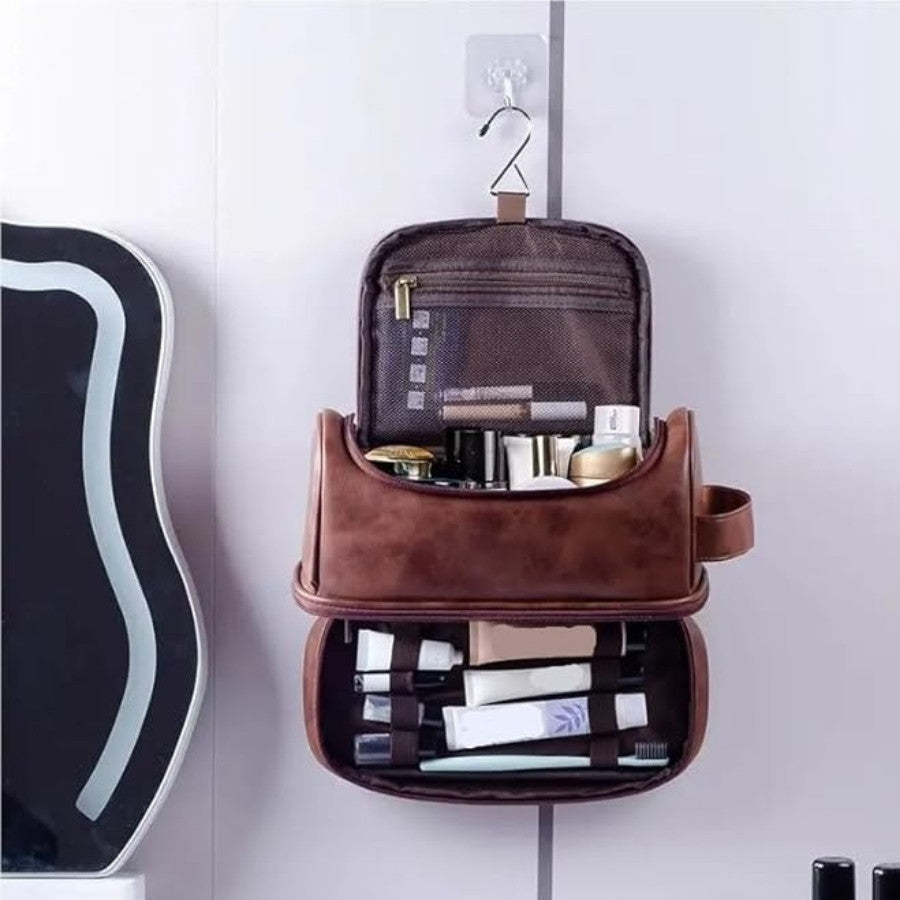 Trousse de Toilette Homme Cuir à Suspendre suspendue