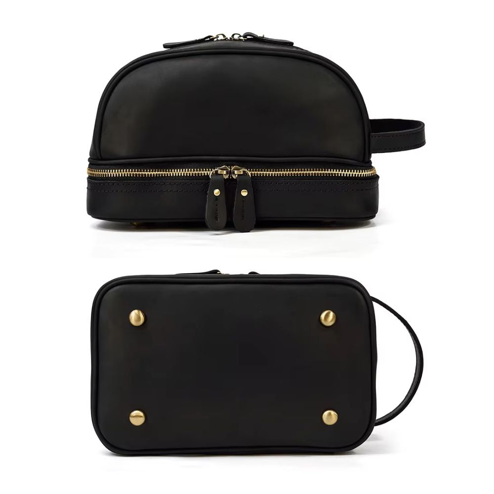 pochette de toilette en cuir rétro