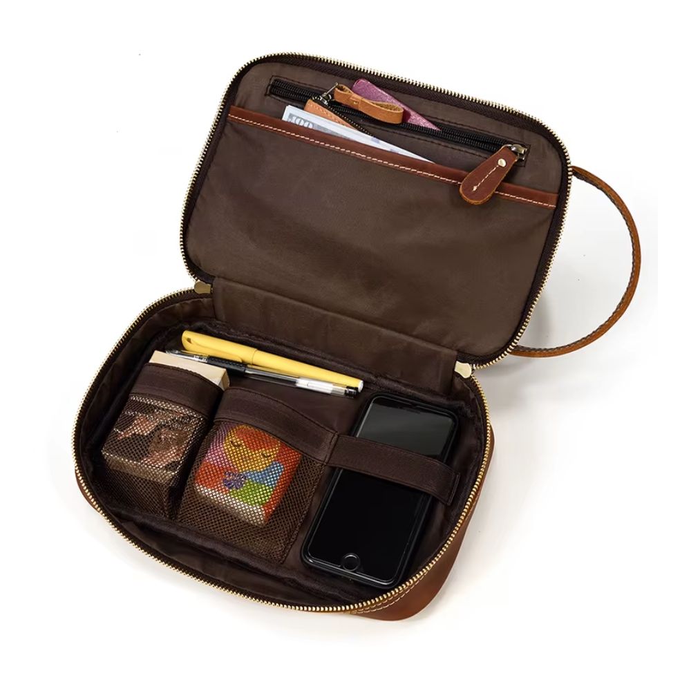 sac de toilette homme cuir authentique