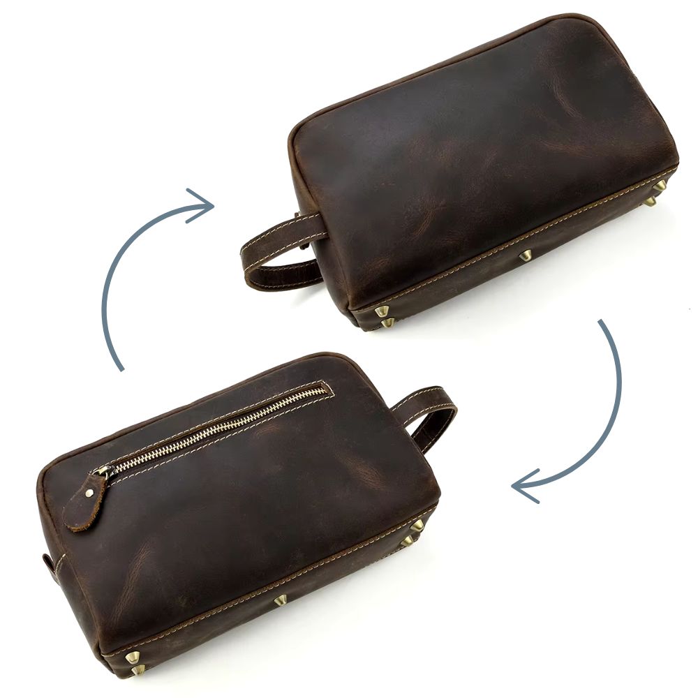 Accessoire pratique en cuir marron pour hommes