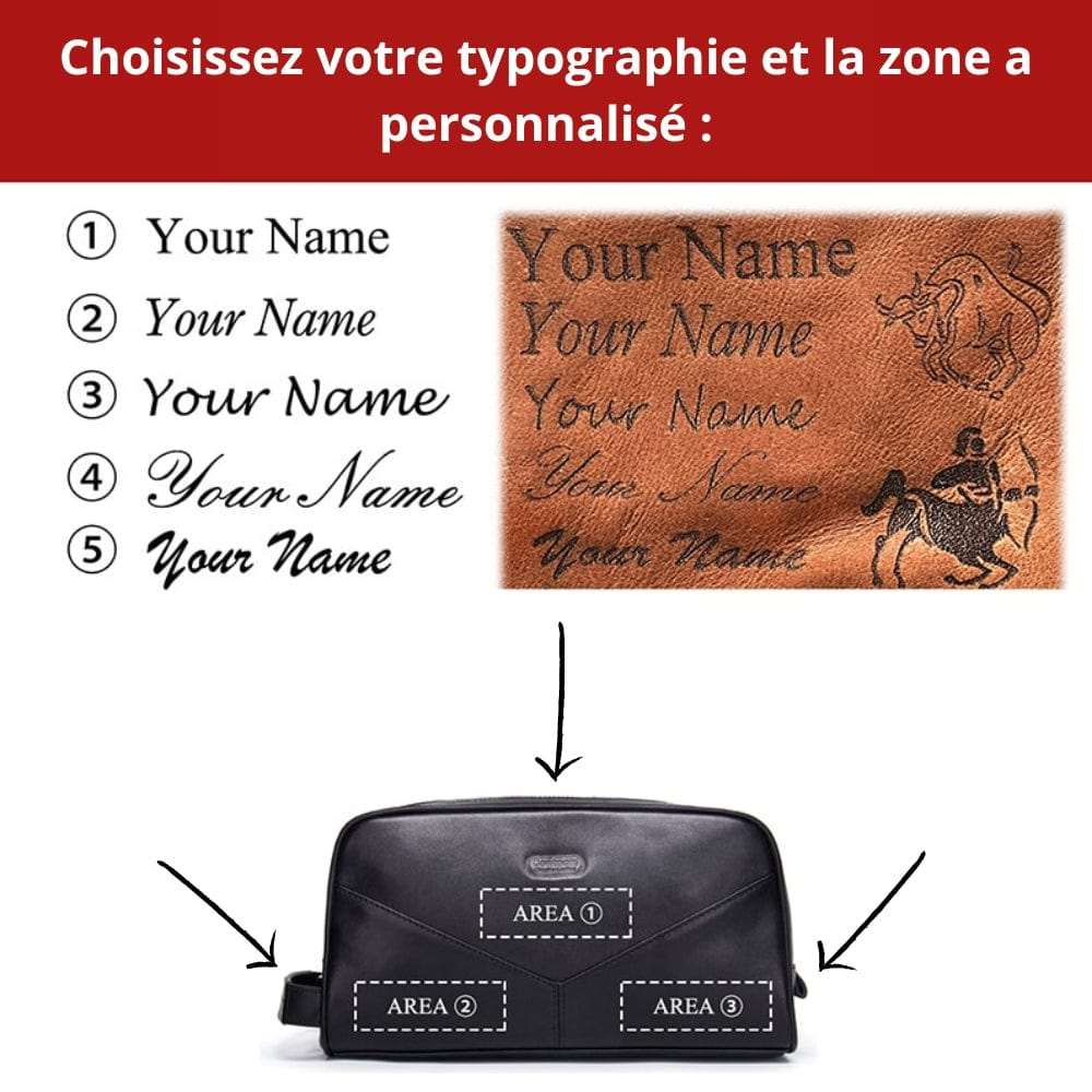 Trousse de voyage homme avec initiales