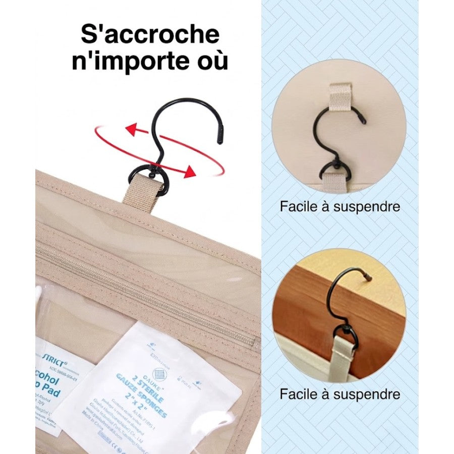 Trousse de Toilette Suspendue Femme Matelassée finition dorée