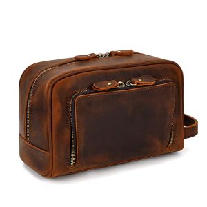 Trousse en Cuir Marron élégante
