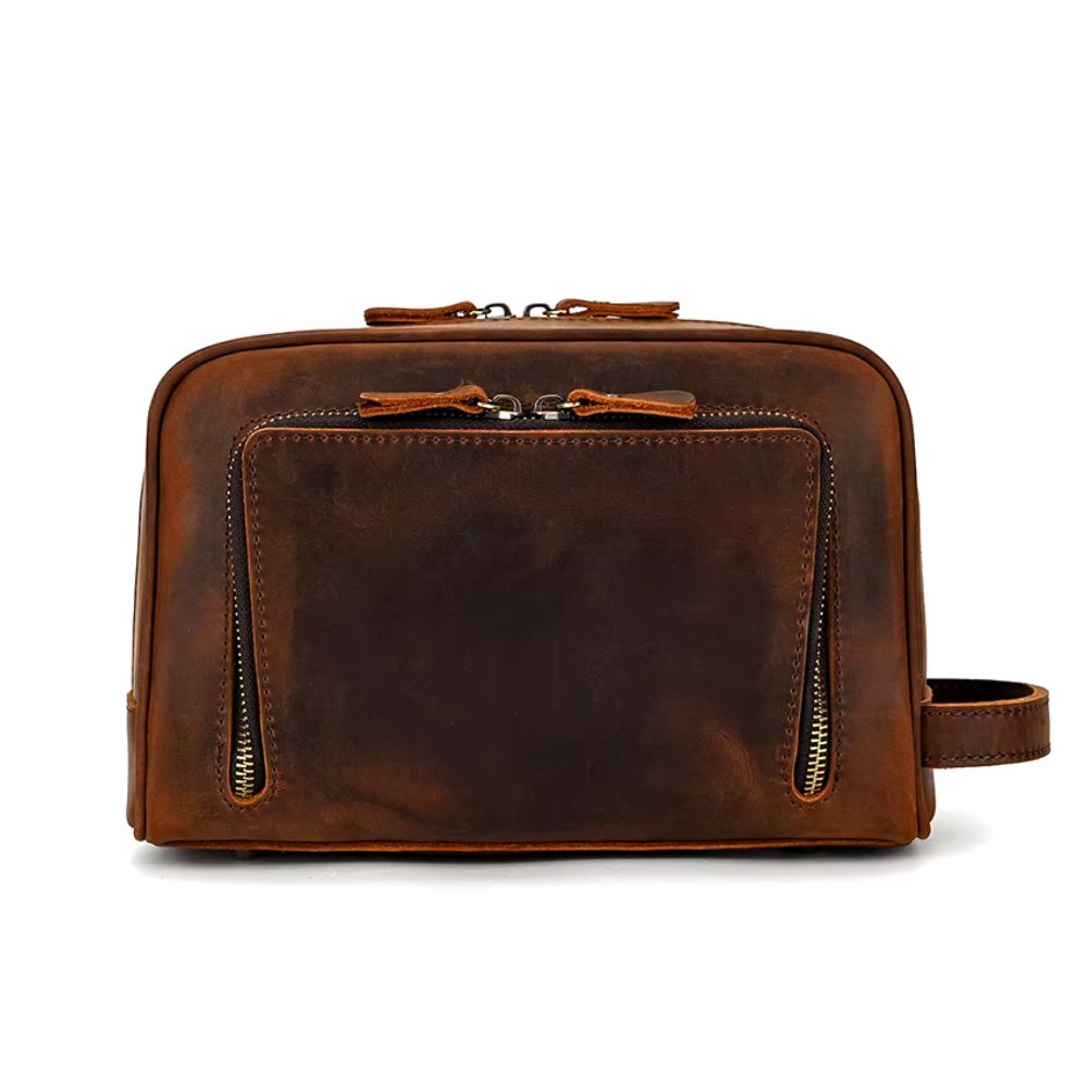 Trousse de toilette cuir vieilli