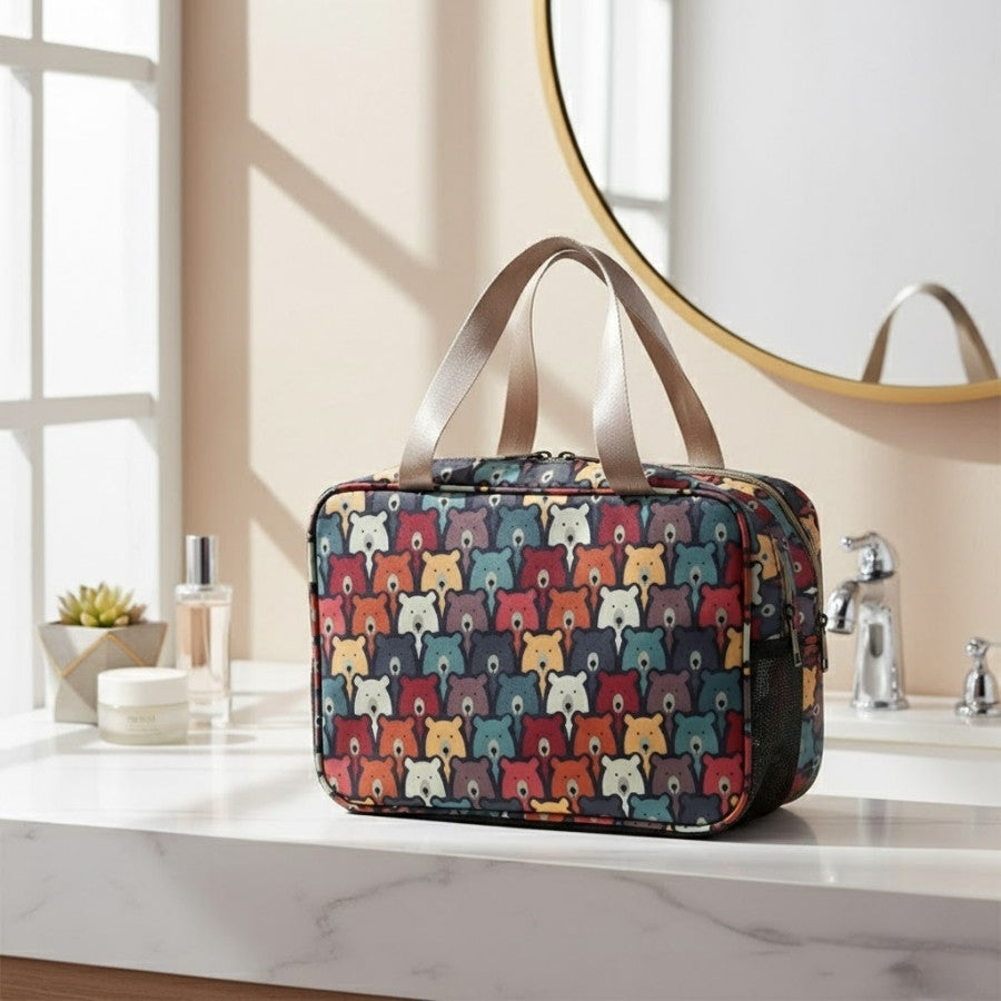 trousse de toiletteavec motifs d'oursons colorés
