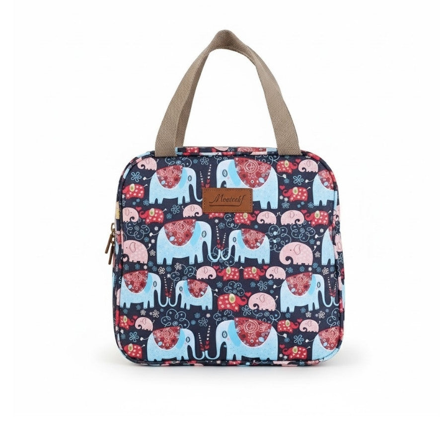 Trousse de toilette souple motifs éléphants colorés