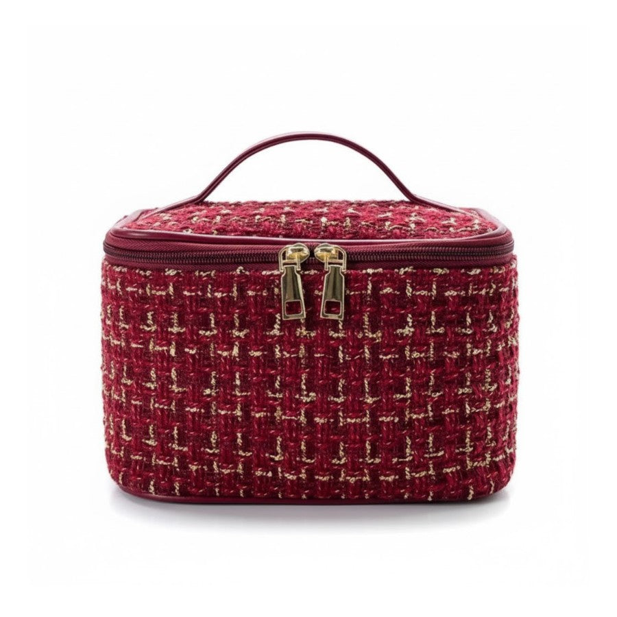 trousse de toilette tendance en tweed